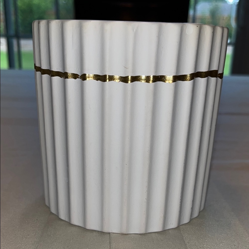 White and Gold Ceramic Vase Planter Pot